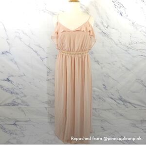 ASOS Peach Nude Off Shoulder Flowy Dress 14